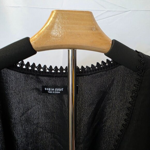 Shein Curve Black V-Neck Tassel Bodysuit Size L - Picture 5 of 8